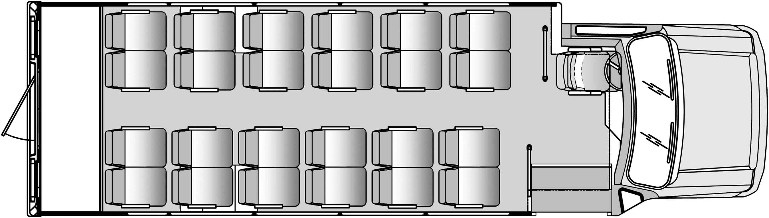 24 Passenger With Rear Luggage Plus Driver Floorplan Image